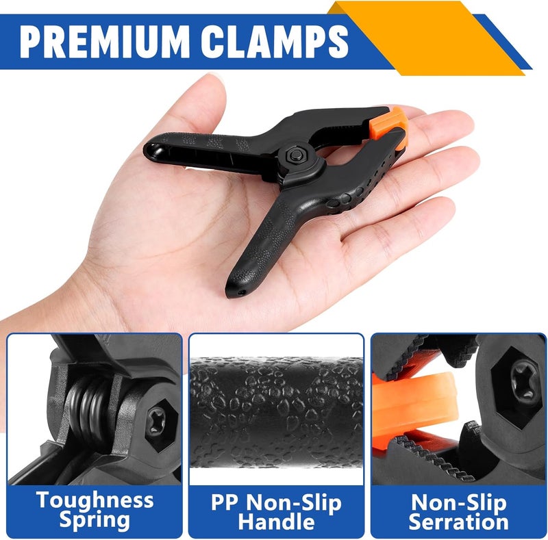 NUITPY 24 Pack 3.5 inch Plastic Spring Clamps, Black Heavy Duty Clips, Backdrop Clips, Plastic Clamps for Crafts, Backdrop Stand, Woodworking, Photography - Image 3